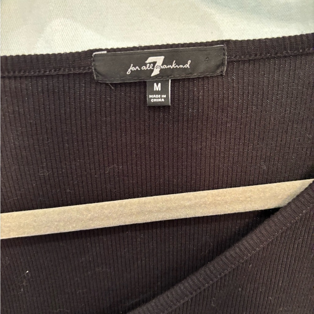 7 For All Mankind Black Ribbed Top - Picture 3 of 3